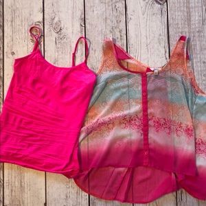 Pink loose fitting tank top with pink camisole